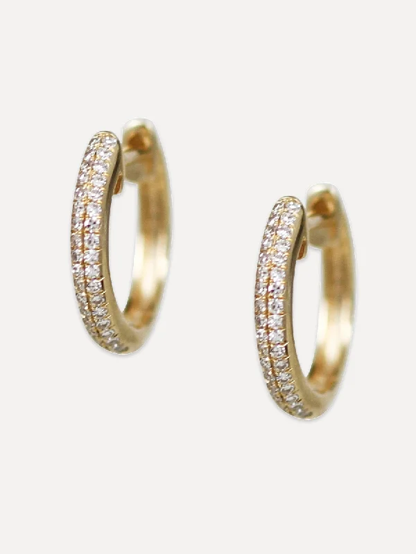 Polished gem earrings-14K Diamond Pavé Huggies