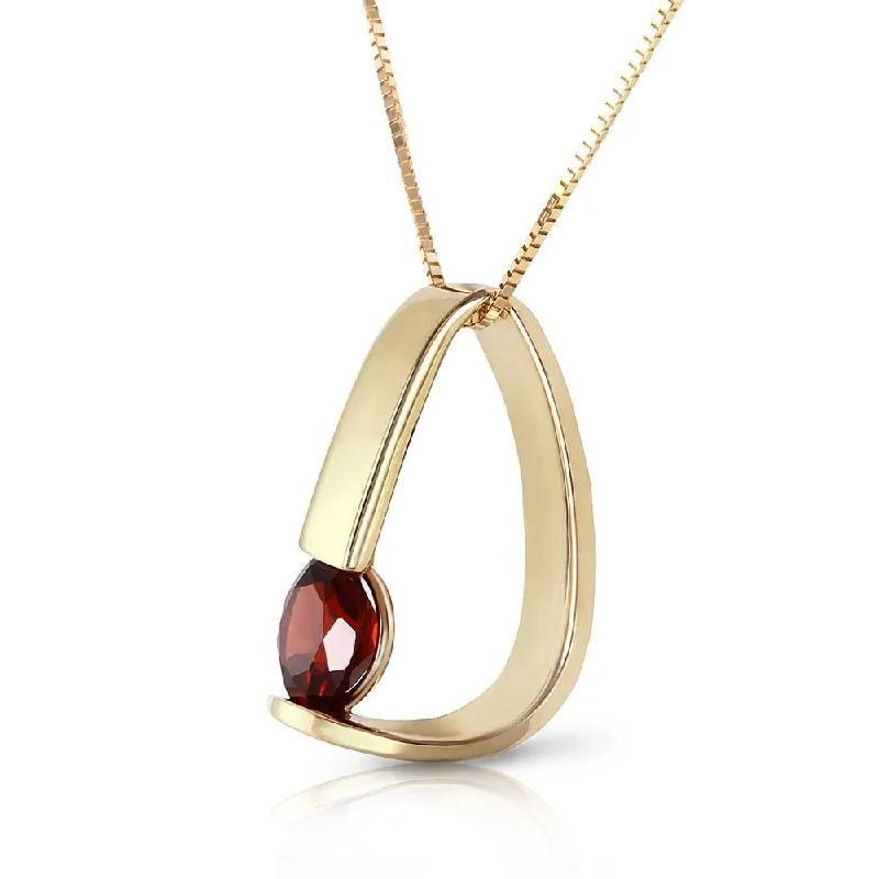 Wide chain necklaces-14K Solid Gold Modern Necklace with Natural Garnet