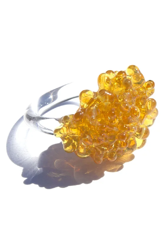 Ruby stone rings-Glass Cluster Ring - Sunshine Yellow