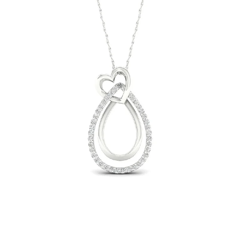 Tribal medallion necklaces-De Couer 10k White Gold 1/10ct TDW Diamond Heart Necklace