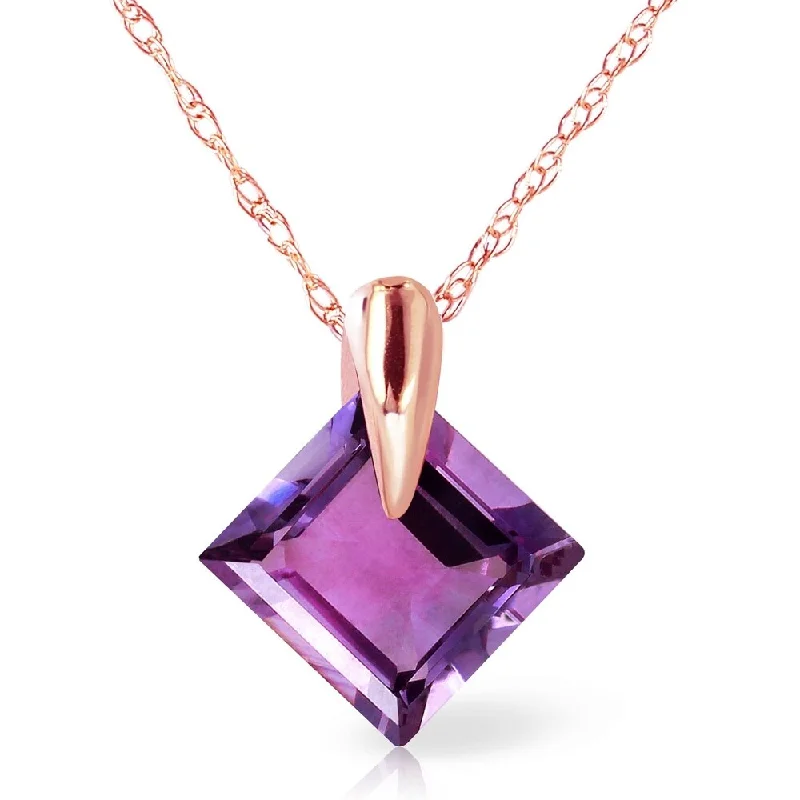 Peace charm necklaces-14K Rose Gold Gold Necklace w/ Natural Purple Amethyst