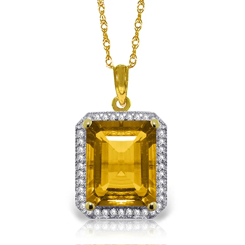 Secure clasp necklaces-5.4 Carat 14K Solid Gold Isabella Citrine Diamond Gemstone Necklace