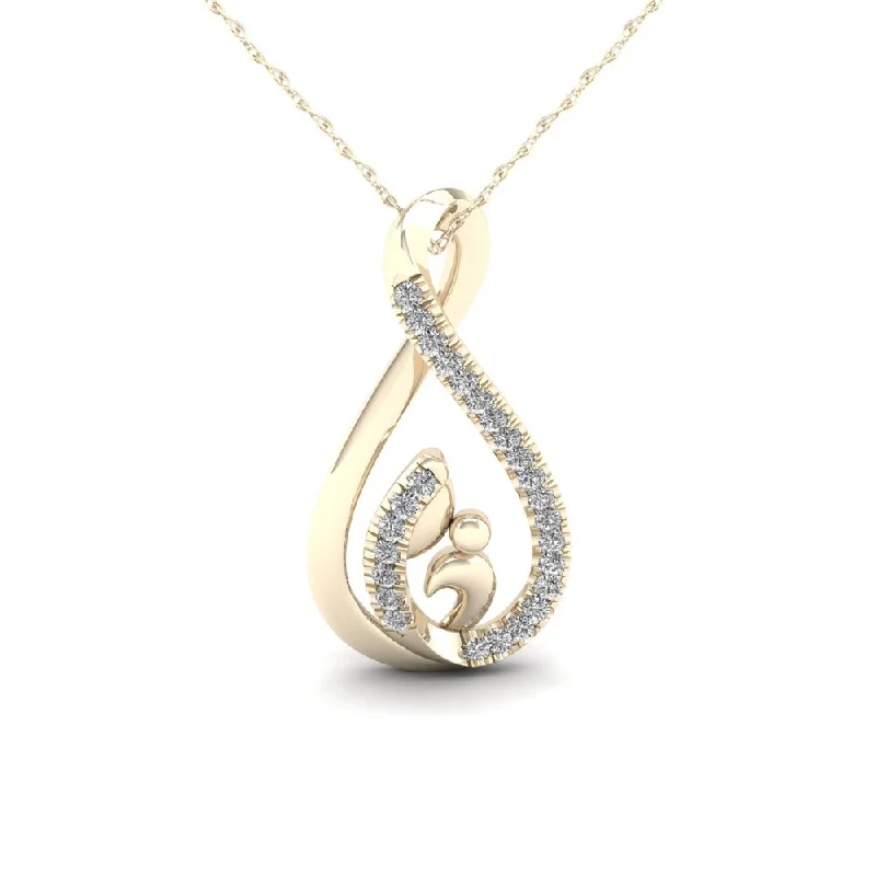 Solid stone necklaces-De Couer 1/20ct TDW Diamond Motherly Love Necklace - Yellow