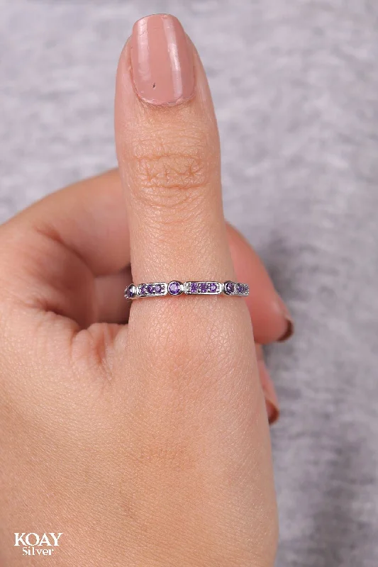 Custom name rings-Zircon (042-Purple) Ring