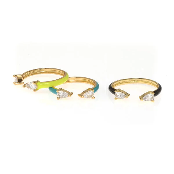 Tiny star rings-Pear Enamel Ring