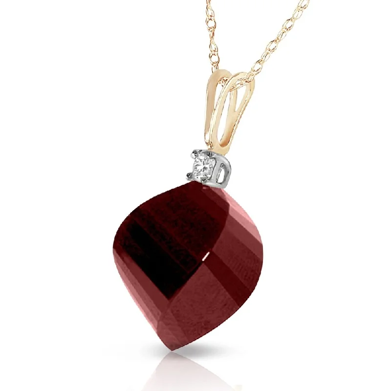 Floating gem necklaces-15.3 Carat 14K Solid Gold Necklace Diamond Twisted Briolette Ruby