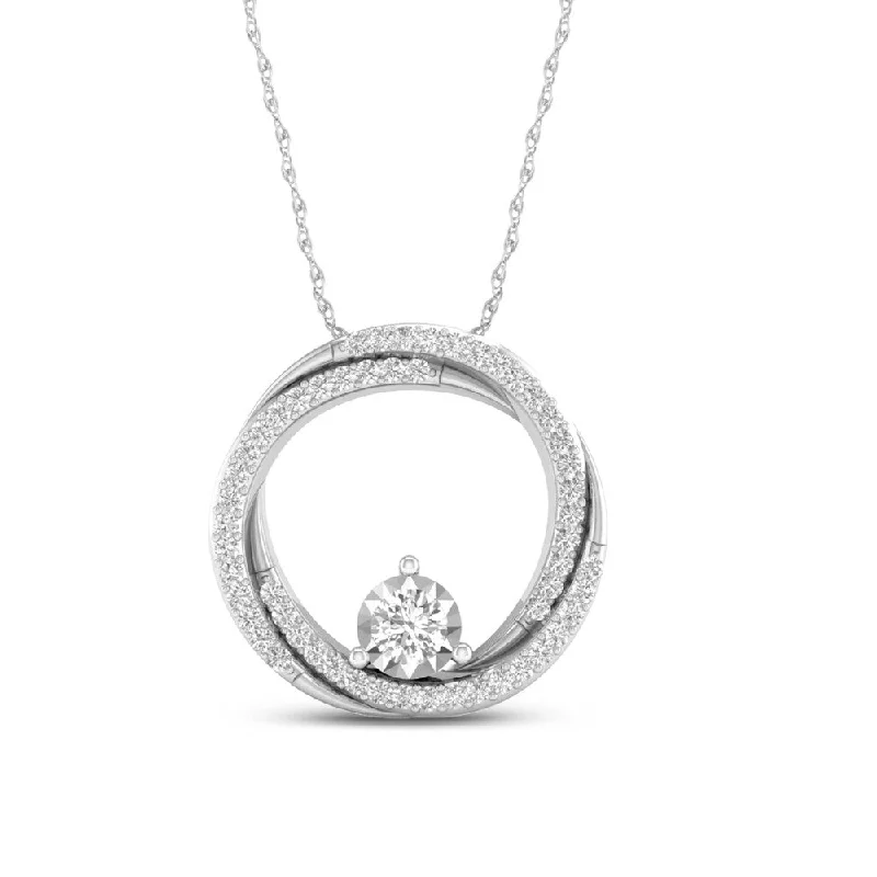 Heavy collar necklaces-De Couer 10k White Gold 1/4ct TDW Diamond Interlocking Circle Necklace