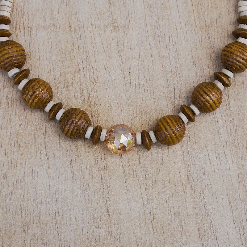 Dual gem necklaces-Novica Handmade Elorm Sese Wood And Recycled Glass Beaded Necklace