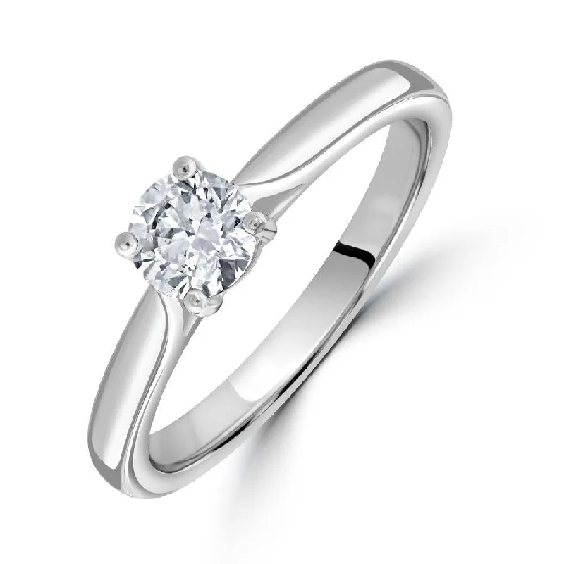 Double stone engagement rings-Platinum 0.50ct Round Brilliant Cut Diamond Solitaire Ring