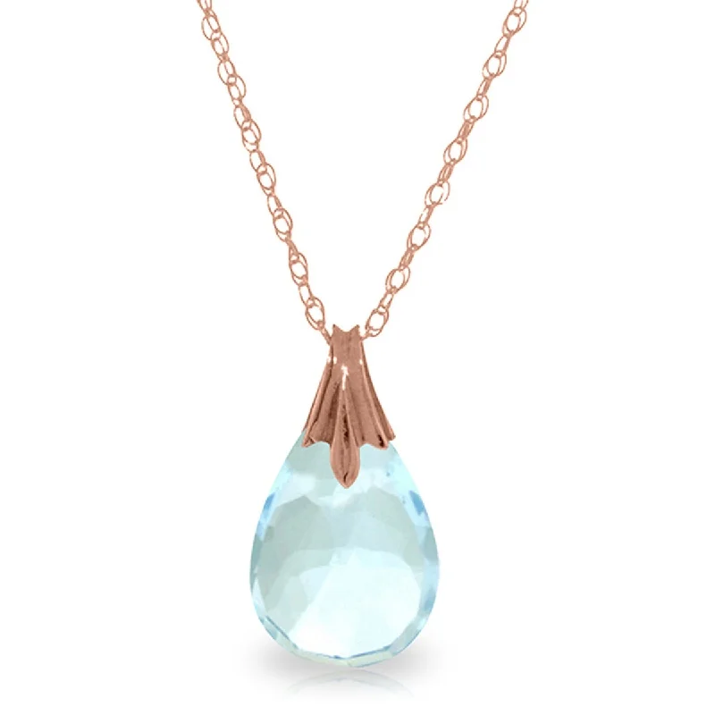 Jazz age necklaces-3 Carat 14K Solid Gold Your Voice Blue Topaz Briolette Necklace