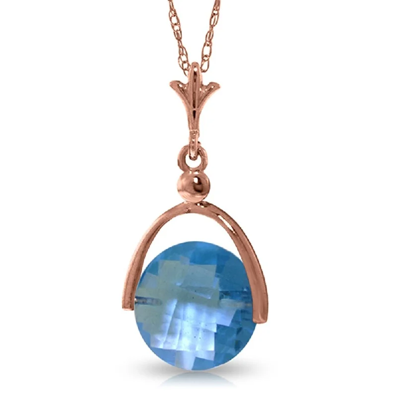 Flax braid necklaces-14K Rose Gold Blue Topaz Necklace Certified