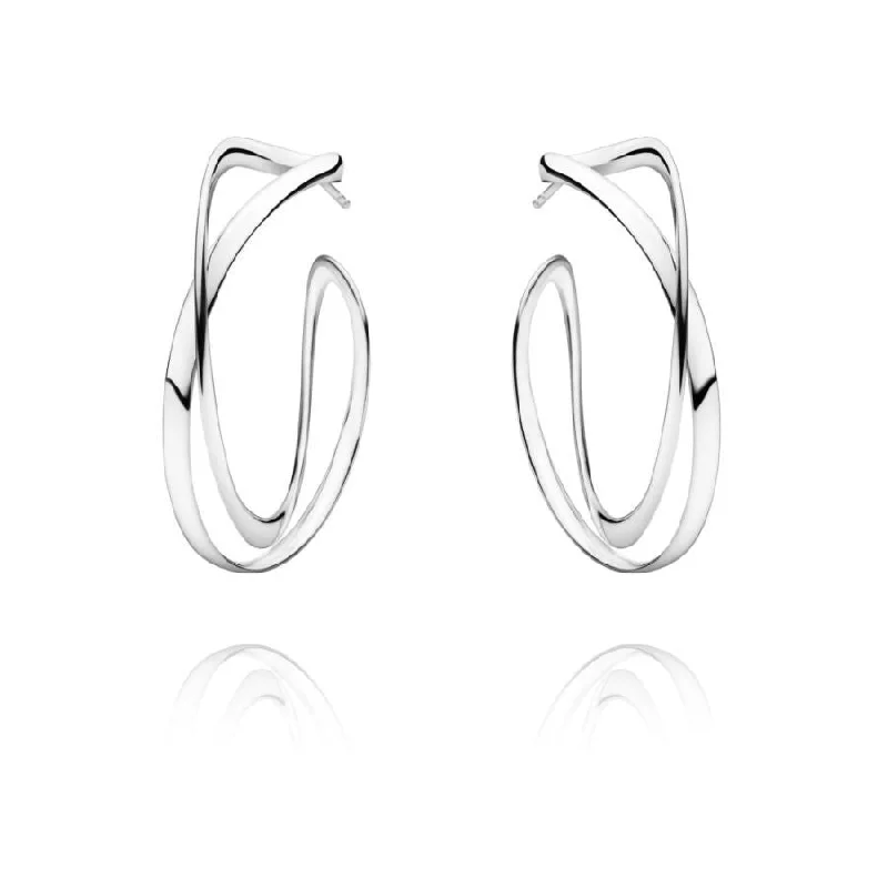 Oval stone engagement rings-Silver Infinity Earhoops