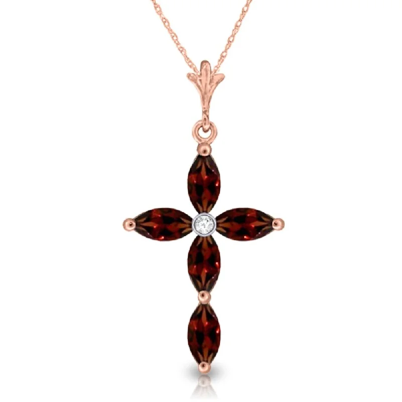 Citrine drop necklaces-1.23 Carat 14K Rose Gold Necklace Natural Diamond Garnet