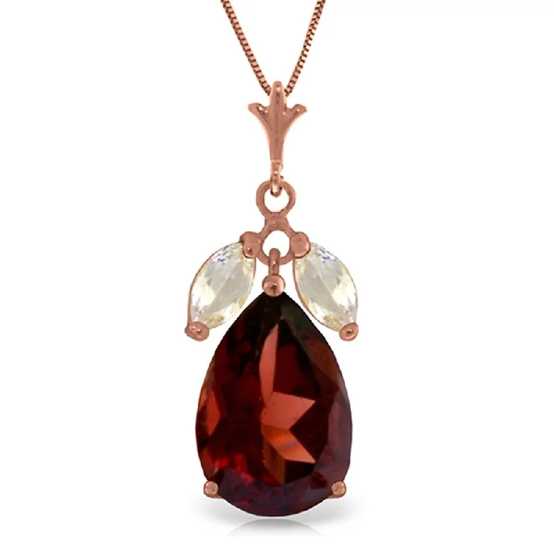 Full moon necklaces-14K Rose Gold Necklace w/ Garnet & Rose Topaz