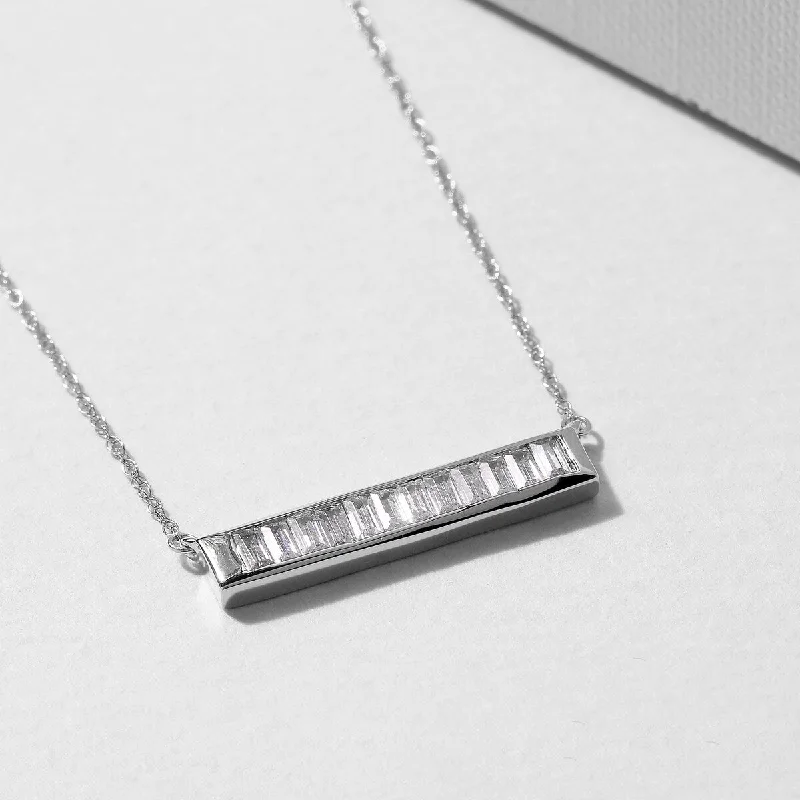 Vivid druzy necklaces-5/8 ct TDW Diamond Bar Necklace Pendant in 14k White Gold by De Couer