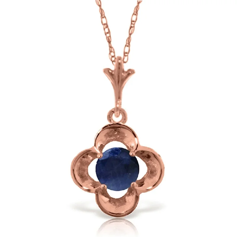 Oval stone necklaces-14K Rose Gold Natural Sapphire Necklace