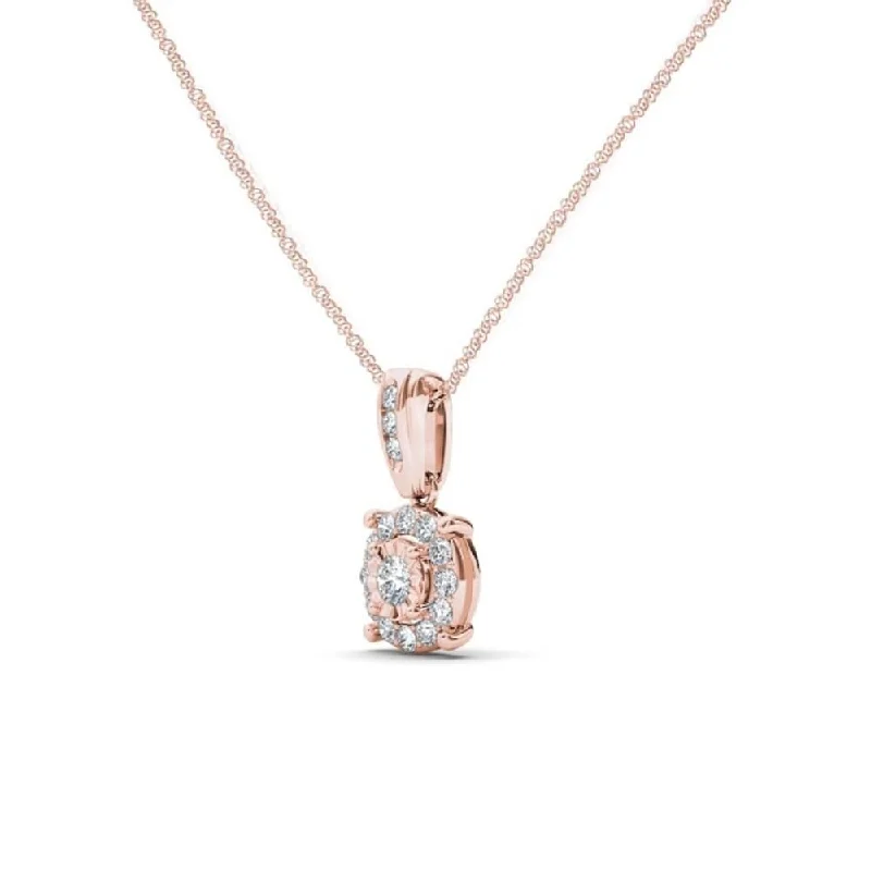 Flat knot necklaces-De Couer 10K Rose Gold 1/4ct TDW Diamond Necklace - Pink