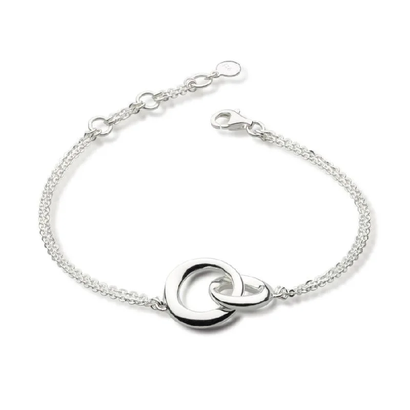 Engraved name engagement rings-Silver Bevel Cirque Double Link Bracelet