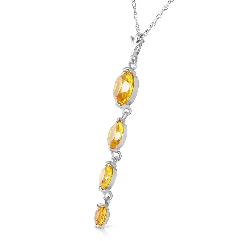 Pixie wing necklaces-3.9 Carat 14K Solid White Gold Love Course Citrine Necklace