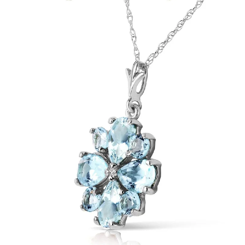 Solid stone necklaces-2.43 CTW 14K Solid White Gold Form Of Flattery Aquamarine Necklace