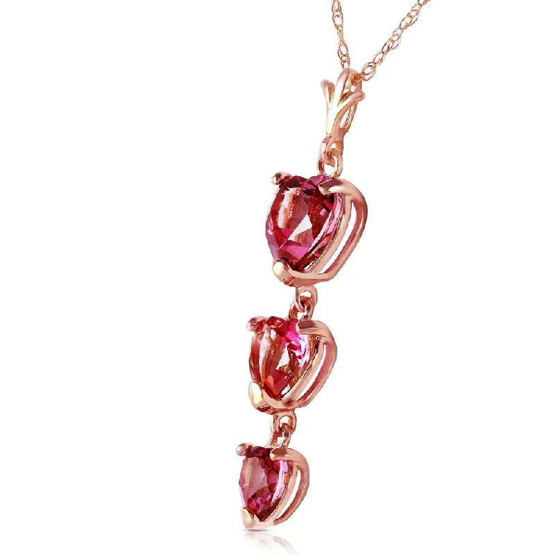 Bead weave necklaces-14K Solid Rose Gold Necklace with Natural Pink Topaz