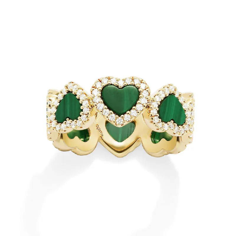 Spinel gem rings-Malachite Heart Ring