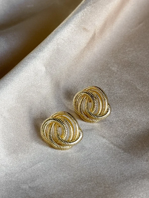 Warm wood earrings-Textured Knot Stud Earrings