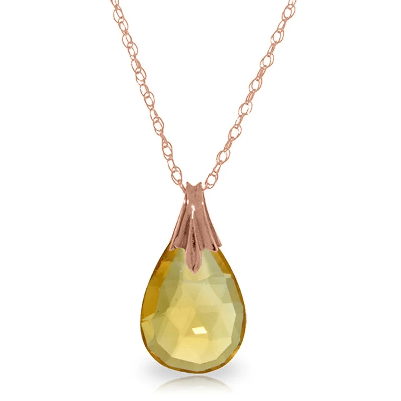 Crystal weave necklaces-3 Carat 14K Solid Gold Across The Sun Citrine Necklace Genuine