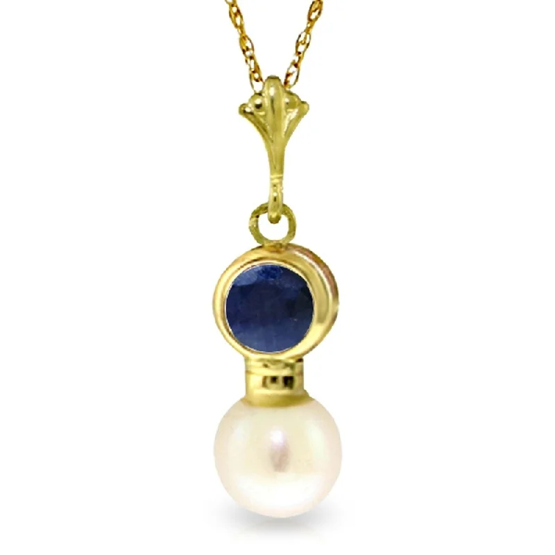 Silk cord necklaces-2.48 Carat 14K Gold Necklace Sapphire Pearl