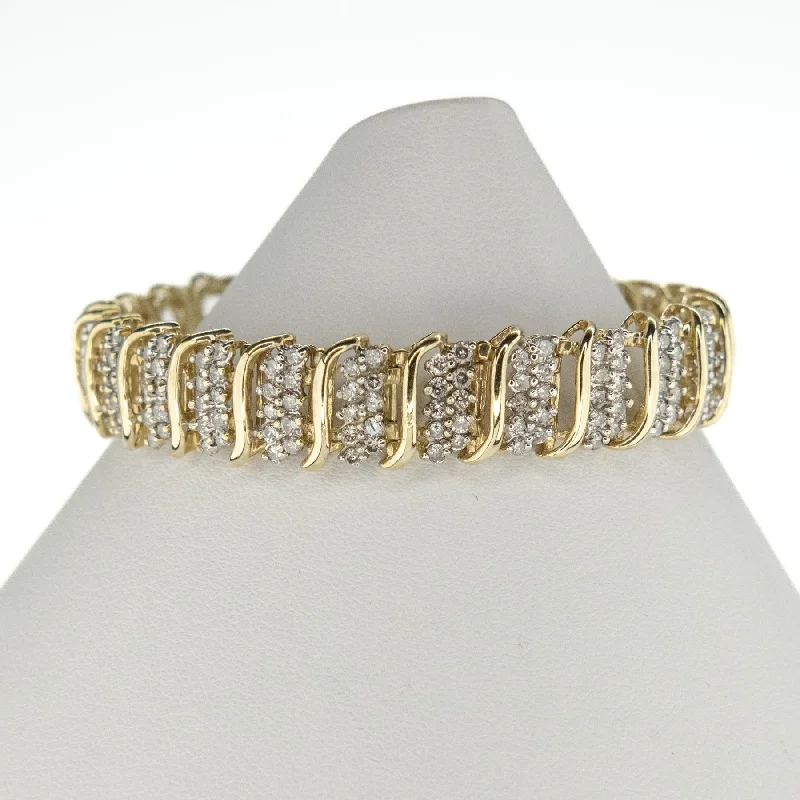 Pure link bangles-5.20ctw Multi Diamond 6.5" Tennis Bracelet in 10K Yeallow Gold