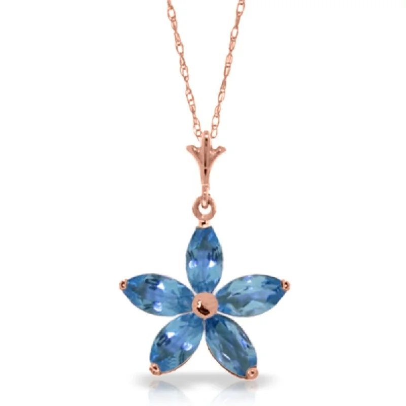 Swirl shape necklaces-14K Solid Rose Gold Necklace with Natural Blue Topaz