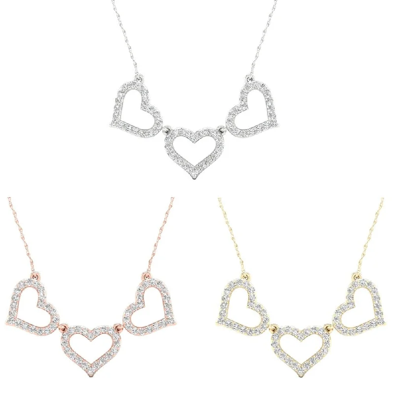 Raven feather necklaces-1/6ct TDW Diamond Heart Necklace in 10k Gold by De Couer