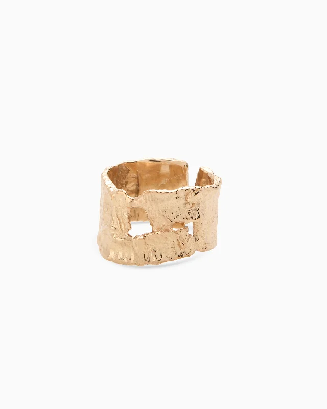 Chunky gem rings-Linen Ring | Gold