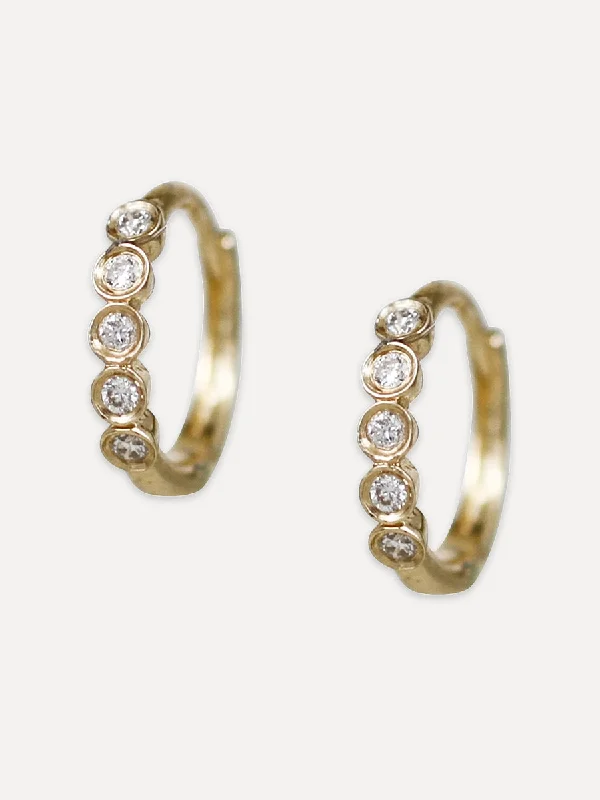 Swirl shape earrings-14K Five Diamond Huggies