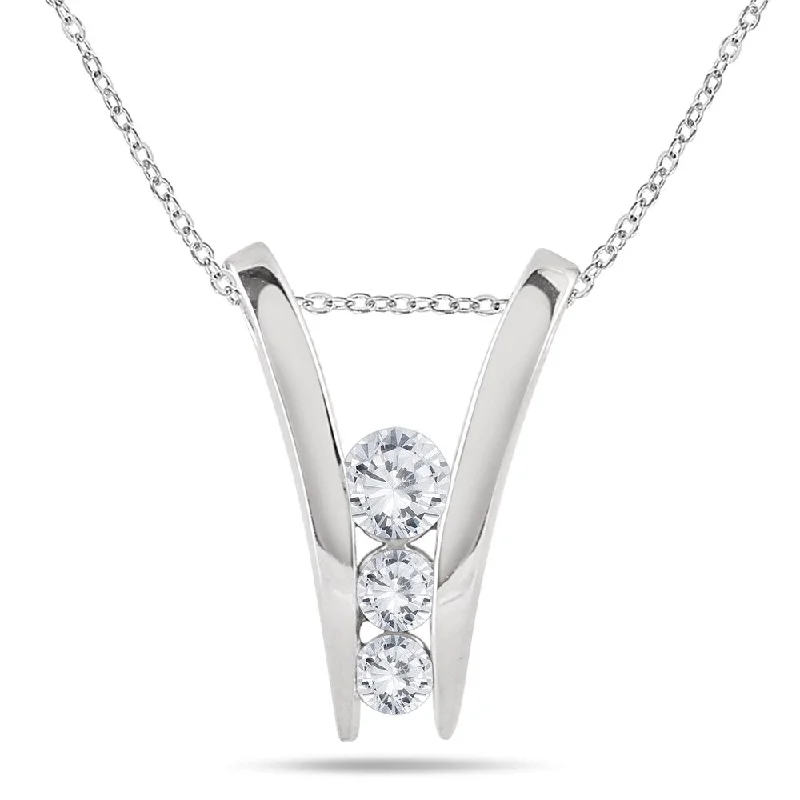 Soft silk necklaces-Marquee 10k White Gold 1/2ct TDW Diamond 3-stone Necklace