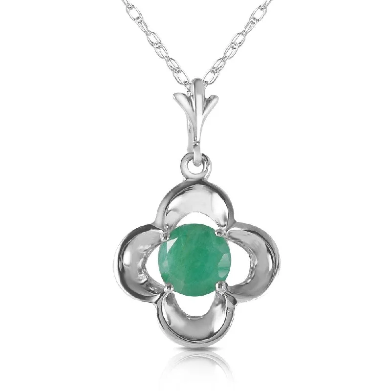 Stellar sign necklaces-0.55 Carat 14K White Gold Essential Spirit Emerald Necklace