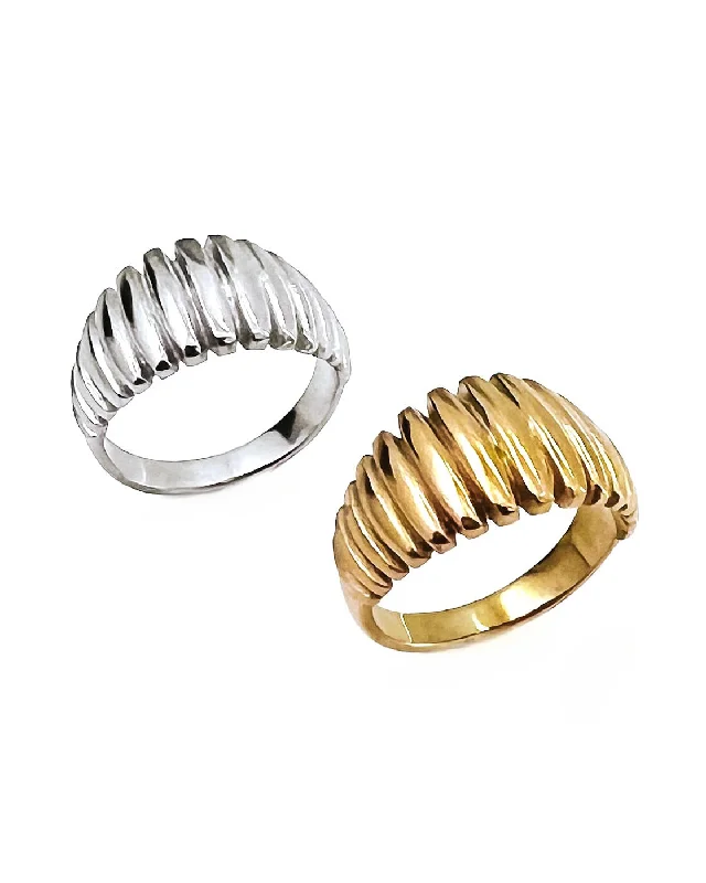 Curved art rings-Roark Textured Statement Ring || Choose Color