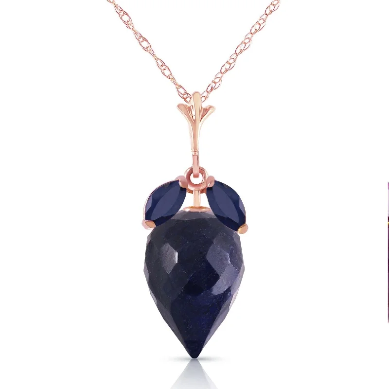 Thin bead necklaces-13.4 Carat 14K Solid Gold Shimmering Sense Sapphire Gemstone Necklace