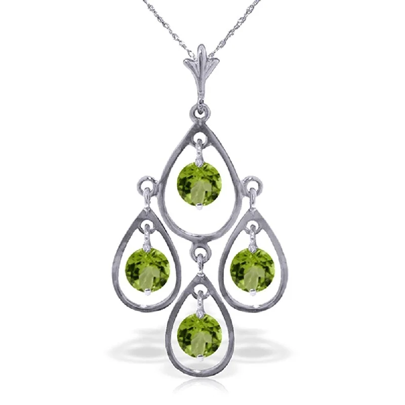 Boho bead necklaces-1.2 Carat 14K Solid White Gold Occurred To Me Peridot Necklace