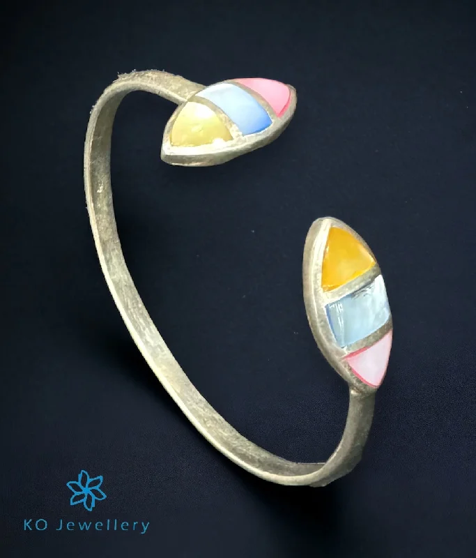 Flex cord bangles-The Pastel Silver  Open Bracelet