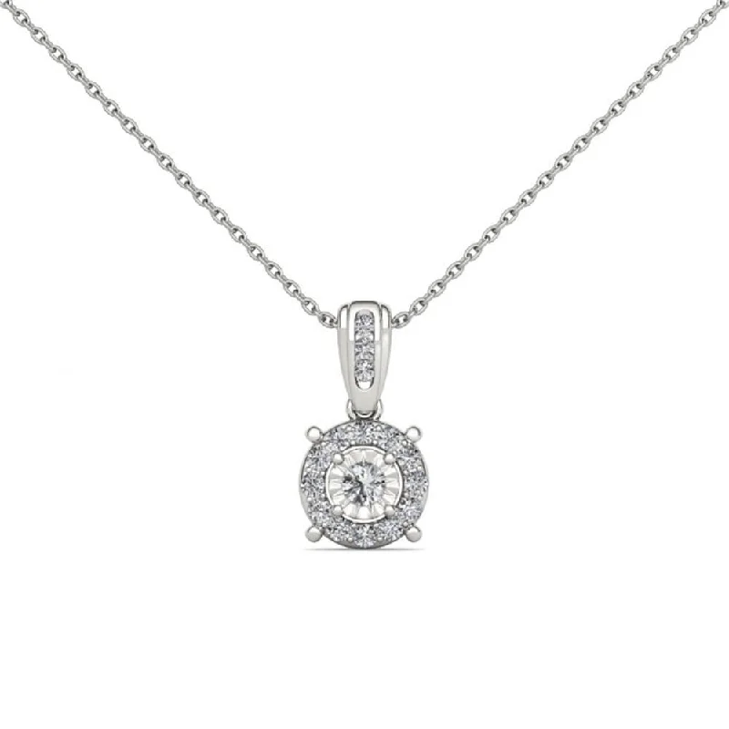 Tie-style necklaces-De Couer 10K White Gold 1/4ct TDW Diamond Necklace - White H-I