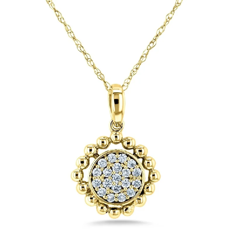 Multi-strand necklaces-Annello by Kobelli 10k Gold 1/6ct TDW Round Diamond Cluster Flower Necklace