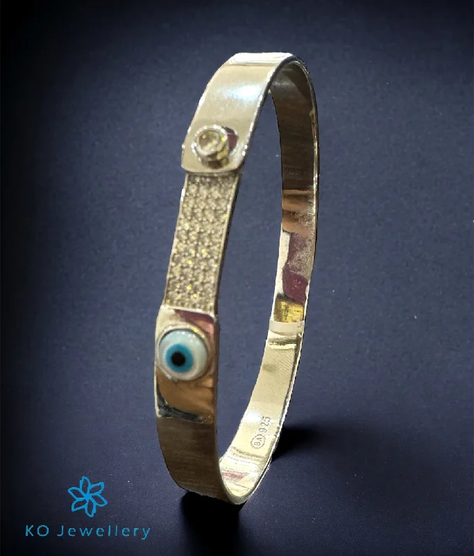 Lily motif bangles-The Evileye Silver Openable Bracelet