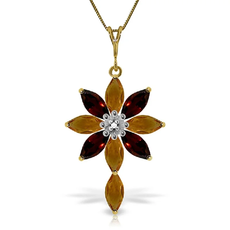 Vibrant enamel necklaces-2 Carat 14K Gold Necklace Diamond, Citrine Garnet