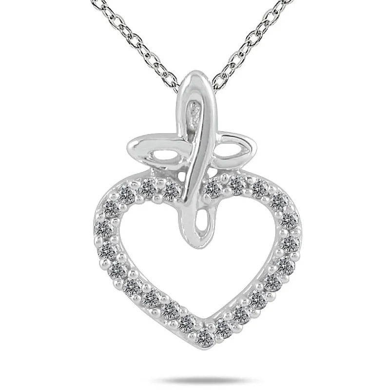 Elegant design necklaces-Marquee 10k White Gold 1/10ct TDW Diamond Heart Necklace (I-J, I1-I2)