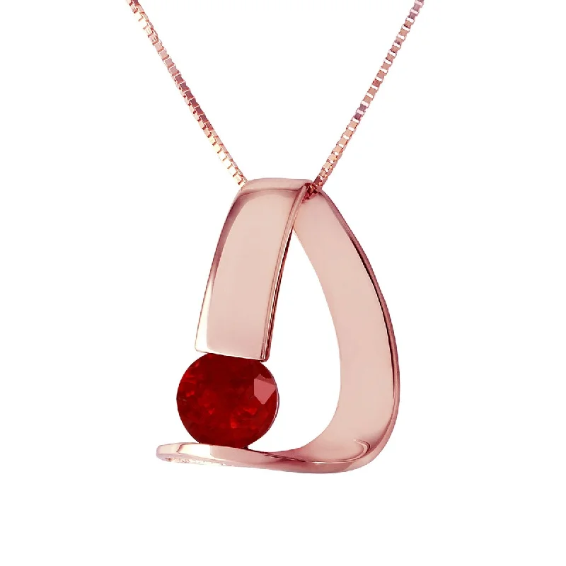 Sleek bar necklaces-1.50 Carat 14K Solid Gold Modern Elegant Necklace w/ Natural Ruby