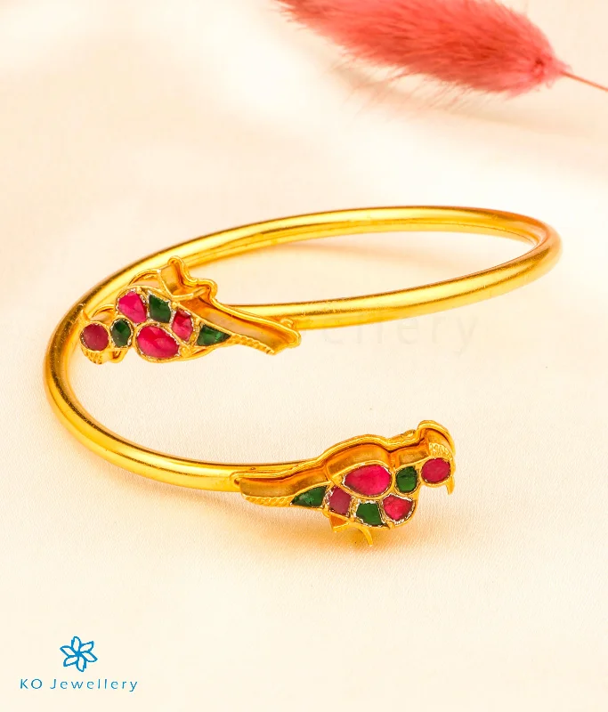 Mesh charm bangles-The Chayla Silver Kada Bracelet (Red/Green)