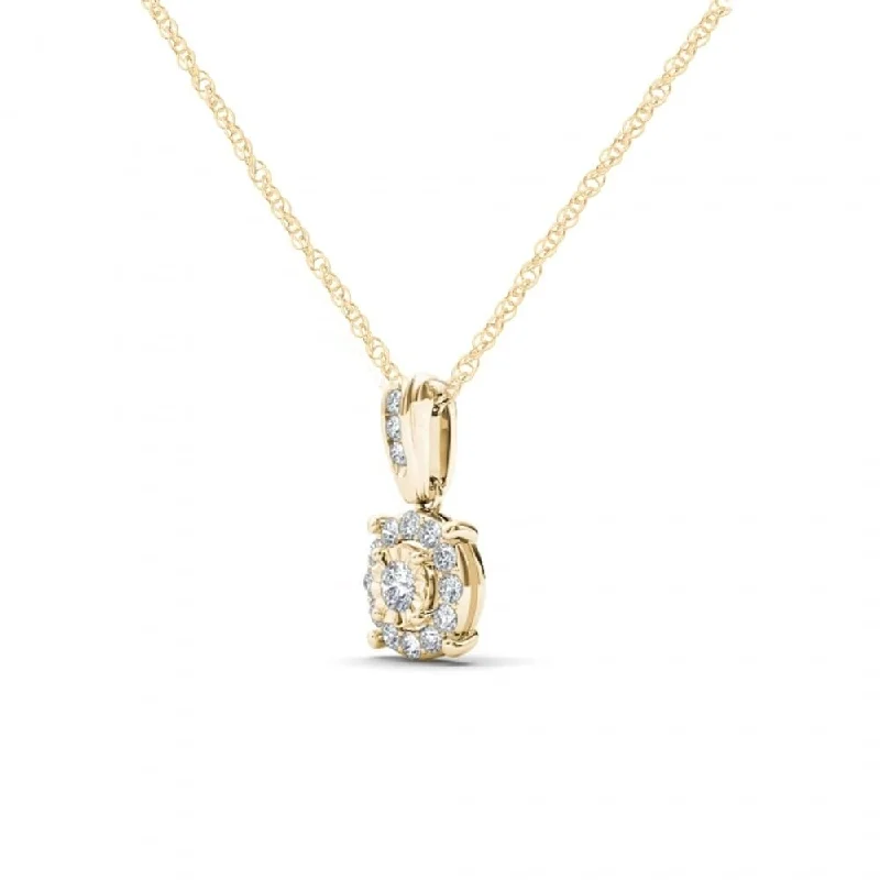 Stellar star necklaces-De Couer IGI Certified 10K Yellow Gold 1/4ct TDW Diamond Necklace