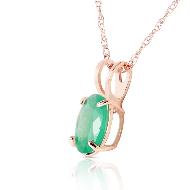 Flat knot necklaces-0.75 Carat 14K Solid Rose Gold Necklace Natural Emerald