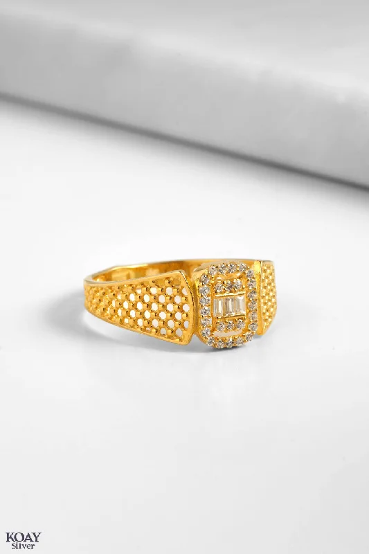 Joy charm rings-Zircon Ring (079-Square GP)